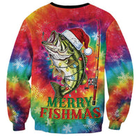 Funny Fishmas Bass Sweatshirt Merry Fishmas Tie-dye Christmas Vibes - Wonder Print Shop