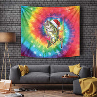 Funny Fishmas Bass Tapestry Merry Fishmas Tie-dye Christmas Vibes - Wonder Print Shop