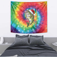 Funny Fishmas Bass Tapestry Merry Fishmas Tie-dye Christmas Vibes - Wonder Print Shop