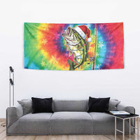 Funny Fishmas Bass Tapestry Merry Fishmas Tie-dye Christmas Vibes - Wonder Print Shop