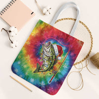 Funny Fishmas Bass Tote Bag Merry Fishmas Tie-dye Christmas Vibes - Wonder Print Shop