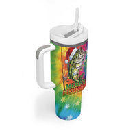 Funny Fishmas Bass Tumbler With Handle Merry Fishmas Tie-dye Christmas Vibes - Wonder Print Shop