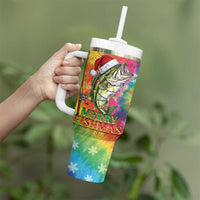 Funny Fishmas Bass Tumbler With Handle Merry Fishmas Tie-dye Christmas Vibes - Wonder Print Shop