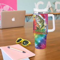 Funny Fishmas Bass Tumbler With Handle Merry Fishmas Tie-dye Christmas Vibes - Wonder Print Shop
