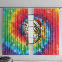 Funny Fishmas Bass Window Curtain Merry Fishmas Tie-dye Christmas Vibes - Wonder Print Shop