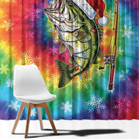 Funny Fishmas Bass Window Curtain Merry Fishmas Tie-dye Christmas Vibes - Wonder Print Shop