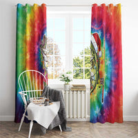 Funny Fishmas Bass Window Curtain Merry Fishmas Tie-dye Christmas Vibes - Wonder Print Shop