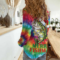 Funny Fishmas Bass Women Casual Shirt Merry Fishmas Tie-dye Christmas Vibes - Wonder Print Shop