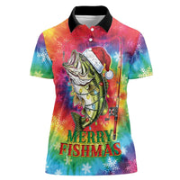 Funny Fishmas Bass Women Polo Shirt Merry Fishmas Tie-dye Christmas Vibes - Wonder Print Shop