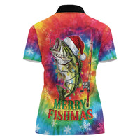 Funny Fishmas Bass Women Polo Shirt Merry Fishmas Tie-dye Christmas Vibes - Wonder Print Shop