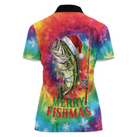 Funny Fishmas Bass Women Polo Shirt Merry Fishmas Tie-dye Christmas Vibes - Wonder Print Shop