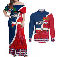 Dominican Republic 180th Years Independence Day Personalized Couples Matching Off Shoulder Maxi Dress and Long Sleeve Button Shirt LT9 - Wonder Print Shop