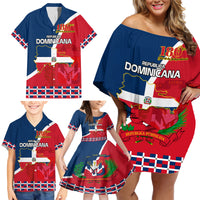 Dominican Republic 180th Years Independence Day Personalized Family Matching Off Shoulder Short Dress and Hawaiian Shirt LT9 - Wonder Print Shop