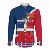 Dominican Republic 180th Years Independence Day Personalized Long Sleeve Button Shirt - Wonder Print Shop