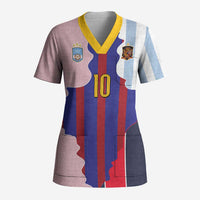 Custom Argentina and Spain Scrub Top Special Vintage Match Team Edition