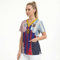Custom Argentina and Spain Scrub Top Special Vintage Match Team Edition