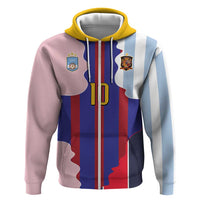 Custom Argentina and Spain Zip Hoodie Special Vintage Match Team Edition