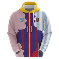 Custom Argentina and Spain Zip Hoodie Special Vintage Match Team Edition