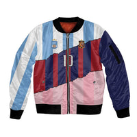 Custom Argentina and Spain Sleeve Zip Bomber Jacket Trio Special Vintage Edition