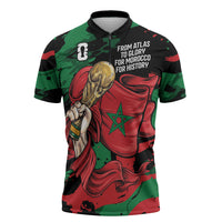 Personalized Morocco From Atlas To Victory Zipper Polo Shirt Atlas Lions World Football Supporter Edition
