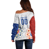 Vamos Paraguay Custom Off Shoulder Sweater Nanduti Heritage Football Supporter