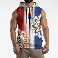 Vamos Paraguay Custom Sleeveless Zip Hoodie Nanduti Heritage Football Supporter