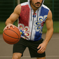 Vamos Paraguay Custom Sleeveless Zip Hoodie Nanduti Heritage Football Supporter