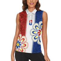Vamos Paraguay Custom Women Sleeveless Polo Shirt Nanduti Heritage Football Supporter