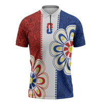 Vamos Paraguay Custom Zipper Polo Shirt Nanduti Heritage Football Supporter
