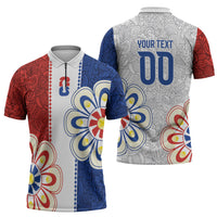 Vamos Paraguay Custom Zipper Polo Shirt Nanduti Heritage Football Supporter