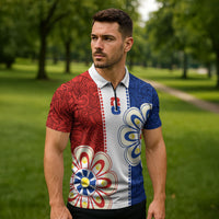 Vamos Paraguay Custom Zipper Polo Shirt Nanduti Heritage Football Supporter