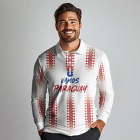 Vamos Paraguay Custom Long Sleeve Polo Shirt Ao Po'i Heritage Football Supporter