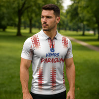 Vamos Paraguay Custom Zipper Polo Shirt Ao Po'i Heritage Football Supporter