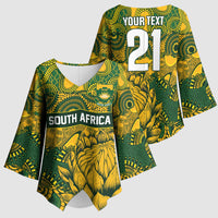 2026 Autumn Rugby Nations South Africa Custom Kimono Sleeve Blouse Indigenous Tribal Patchwork Motif