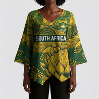 2026 Autumn Rugby Nations South Africa Custom Kimono Sleeve Blouse Indigenous Tribal Patchwork Motif