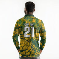 2026 Autumn Rugby Nations South Africa Custom Long Sleeve Polo Shirt Indigenous Tribal Patchwork Motif