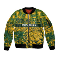 2026 Autumn Rugby Nations South Africa Custom Sleeve Zip Bomber Jacket Indigenous Tribal Patchwork Motif
