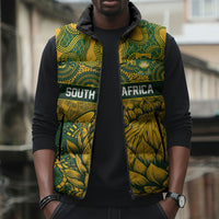 2026 Autumn Rugby Nations South Africa Custom Sleeveless Puffer Jacket Indigenous Tribal Patchwork Motif