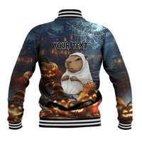 Capy-Boo-Ra Halloween Personalized Baseball Jacket Capybara Funny Spooky Ghost LT9 - Wonder Print Shop
