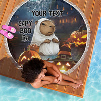Capy-Boo-Ra Halloween Personalized Beach Blanket Capybara Funny Spooky Ghost LT9 - Wonder Print Shop