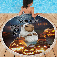 Capy-Boo-Ra Halloween Personalized Beach Blanket Capybara Funny Spooky Ghost LT9 - Wonder Print Shop