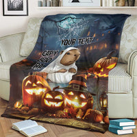 Capy-Boo-Ra Halloween Personalized Blanket Capybara Funny Spooky Ghost