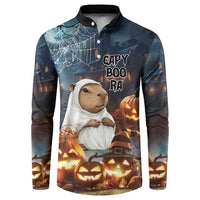 Capy-Boo-Ra Halloween Personalized Button Sweatshirt Capybara Funny Spooky Ghost LT9 - Wonder Print Shop