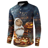 Capy-Boo-Ra Halloween Personalized Button Sweatshirt Capybara Funny Spooky Ghost LT9 - Wonder Print Shop