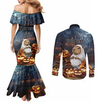 Capy-Boo-Ra Halloween Personalized Couples Matching Mermaid Dress and Long Sleeve Button Shirt Capybara Funny Spooky Ghost
