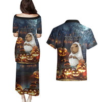 Capy-Boo-Ra Halloween Personalized Couples Matching Puletasi and Hawaiian Shirt Capybara Funny Spooky Ghost LT9 - Wonder Print Shop