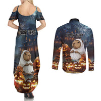 Capy-Boo-Ra Halloween Personalized Couples Matching Summer Maxi Dress and Long Sleeve Button Shirt Capybara Funny Spooky Ghost LT9 - Wonder Print Shop