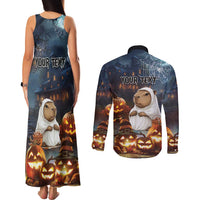 Capy-Boo-Ra Halloween Personalized Couples Matching Tank Maxi Dress and Long Sleeve Button Shirt Capybara Funny Spooky Ghost LT9 - Wonder Print Shop
