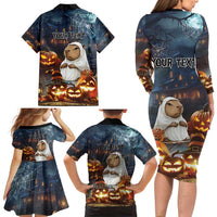 Capy-Boo-Ra Halloween Personalized Family Matching Long Sleeve Bodycon Dress and Hawaiian Shirt Capybara Funny Spooky Ghost LT9 - Wonder Print Shop