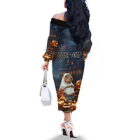 Capy-Boo-Ra Halloween Personalized Family Matching Off The Shoulder Long Sleeve Dress and Hawaiian Shirt Capybara Funny Spooky Ghost - Wonder Print Shop